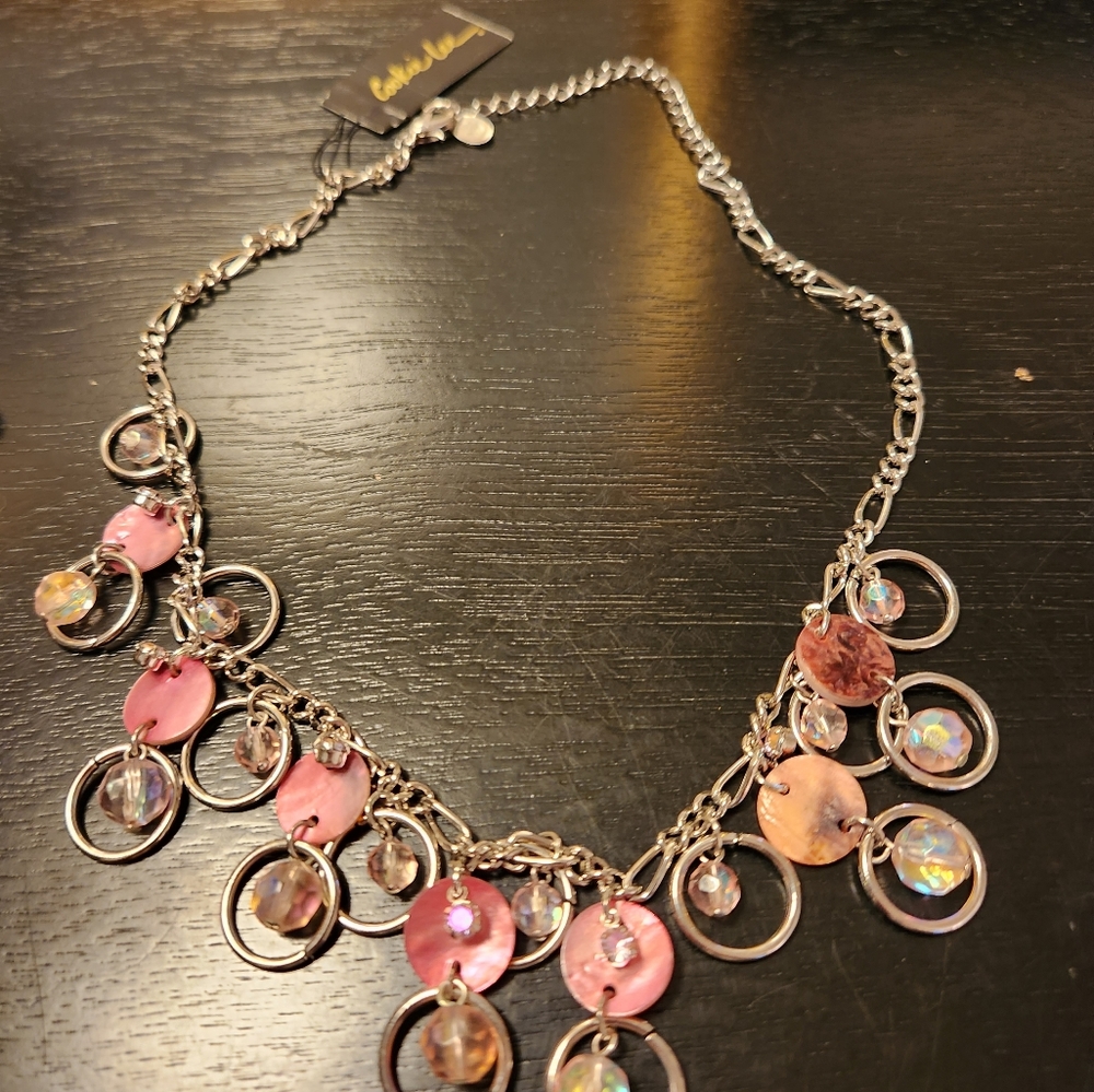 COOKIE LEE drop earrings and double row necklace of small little disks  NWT
